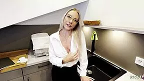 will german teen's tight ass take kitchen creampie?