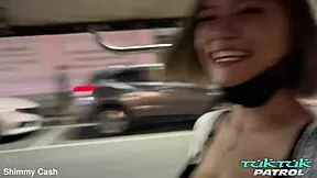 A horny asian teen in glasses offers her mouth and pussy to an older white man