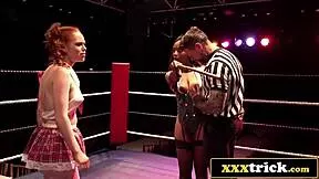 headmistress and fiery redhead teen wrestlers lock in wild threesome pound