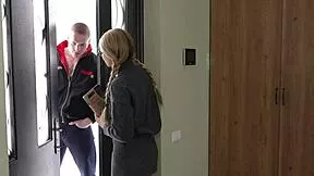 Classmate sneaks in and FUCKS hot student neighbor's wet pussy hard while she studies