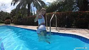 lola bunny's petite body teases by pool in skimpy outfit outdoors