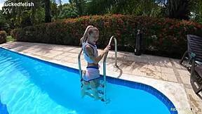 lola bunny's petite body teases by pool in skimpy outfit outdoors