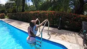 lola bunny's petite body teases by pool in skimpy outfit outdoors