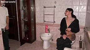 i go to my friend's and he fucks me hard in the bathroom... pierced nipples bouncing wild!
