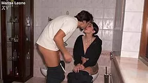 i go to my friend's and he fucks me hard in the bathroom... pierced nipples bouncing wild!
