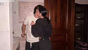 i go to my friend's and he fucks me hard in the bathroom... pierced nipples bouncing wild!