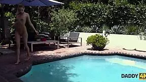 whoa, caught my bf's dad eyeing me at the pool and ended up fucking him hard