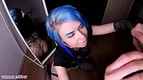 blue hair punk girl perfect ass fucked ocp after pussy pounding 🍑💙🔥