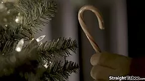 Latina Teen Fingers And Sucks Santa's Monster Cock For Christmas Creampie