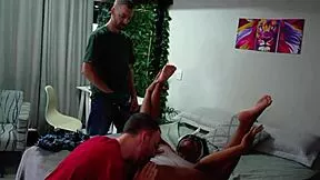 Black babe gets stealthily SWAPPED mid-fuck by identical twins POV
