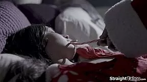 Latina Teen Fingers And Sucks Santa's Monster Cock For Christmas Creampie