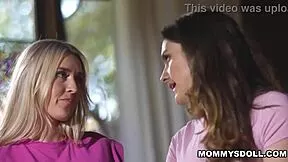 Stepmom Sarah Taylor horny licks shaved pussy of Lola Sinn then they kiss trib and rimjob