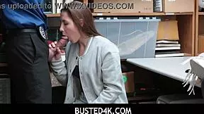 Casual-narrative tells how cute teen Hayden Hennessy gets caught shoplifting and blows cop in garage