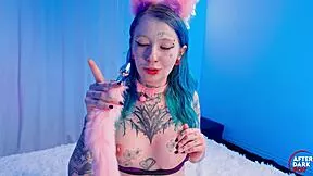 coyemoo german blue haired slut chokes on monster cock pov rough deepthroat gagging