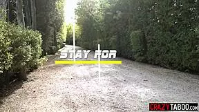 Petite Latina milf Veronica Leal jogs early then bends for rough double anal with monster cocks!