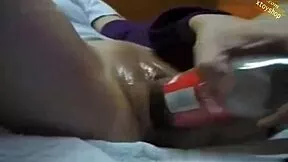 imagine that hot teen shoving cola bottle deep inside her