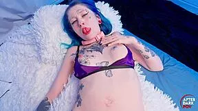 coyemoo german blue haired slut chokes on monster cock pov rough deepthroat gagging