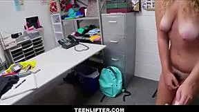 TEEN LIFTER CUTE SHY BLONDE LEXI GREY STRIP SEARCHED, FUCKED BY SECURITY MARCUS LONDON IN OFFICE