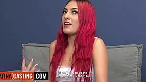 hot latina redhead teen auditions with deepthroat on big cock then tight pussy railed missionary pov style