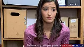 her future hinged on it, so the latina stealing teen dropped to knees in garage for cop's domination punishment