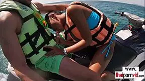 Thai Girlfriend Sucks Boyfriend's Huge Cock Outdoors!