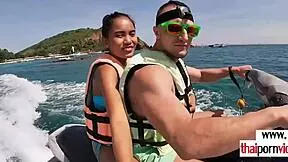 Thai Girlfriend Sucks Boyfriend's Huge Cock Outdoors!
