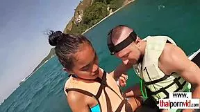 Thai Girlfriend Sucks Boyfriend's Huge Cock Outdoors!
