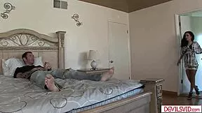 Horny Latina Watches Stepbro Jerk Monster Cock Then Begs Petite Bent-Over Doggystyle Pounding