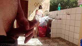 caught my stepdaughter washing clothes in shorts her pussy looks so tasty wanna fuck