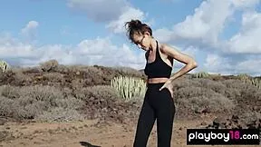 Horny Petite Brunette Rips Clothes Off In Desert For Tit Reveal