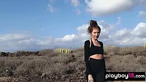 Horny Petite Brunette Rips Clothes Off In Desert For Tit Reveal