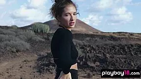 Horny Petite Brunette Rips Clothes Off In Desert For Tit Reveal