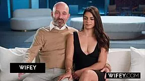 Misty Addams rides cock doggystyle bent over while husband watches her cum