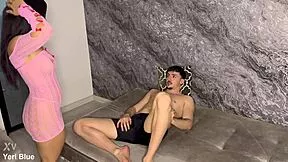 petite latina camila henao takes wild double vaginal on sofa