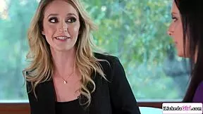 Lesbian babe dives tongue-first into conservative milf neighbor's shaved pussy.