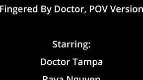 raya nguyen spreads for doctor's cock suck and fingering in latex gloves pov.