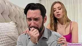 stepdad slides into stepteen's tight pussy for anal then makes her squirt hard