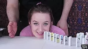 i'm her master, watch this blond sub gulp my facefuck spew