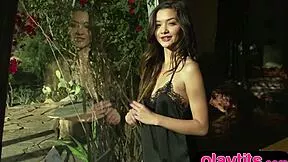 Petite asian hides perky boobs under clothes until now