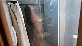 StepMommy Spots Stepson's Penis in Shower, Curvy Hairy Milf Joins for Taboo Handjob and Bathing Roleplay.