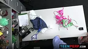 bikini thief teen perp caught by old black burglar gets punished with monster cock doggystyle pov garage sex tape