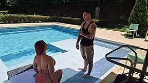 alejandra palacios bends over for rough gardener pounding in garden