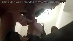 milf drops to knees for pov deepthroat gagging on big cock cum swallow