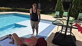 alejandra palacios bends over for rough gardener pounding in garden