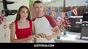 Lustyfam stepsister sneaks outdoor for naughty pov blowjob handjob sucking stepbro cock american nude not sister