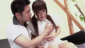 japanese petite teen tastes first sperm in uncensored jav blowjob 😋💦👅