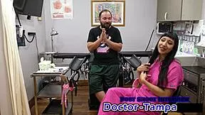 dr tampa gives selena sativas her first intense gyno exam with close-up fingering