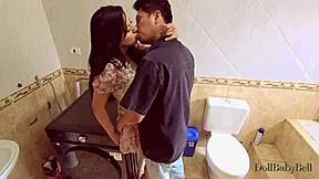 hey, i sneak into bathroom to doggystyle fuck my shy latina friend's pussy