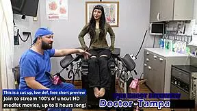 dr tampa gives selena sativas her first intense gyno exam with close-up fingering