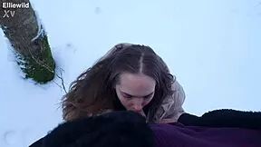 during our winter forest walk he filled my pussy to the limit in 4k
